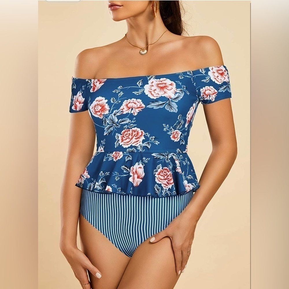 Women Peplum Bikini/Tankini High Waisted 2 Piece Set - Ferbia